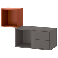 EKET - Wall-mounted storage combination, dark grey/red-brown, 105x35x70 cm - best price from Maltashopper.com 29430151
