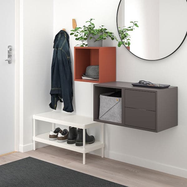 EKET - Wall-mounted storage combination, dark grey/red-brown