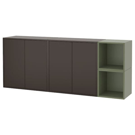 Ikea EKET - Wall-mounted cabinet combination, dark grey/grey-green, 175x35x70 cm
