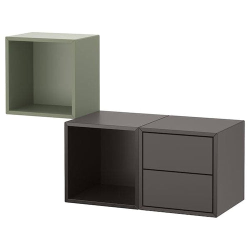 EKET - Wall-mounted storage combination, dark grey/grey-green, 105x35x70 cm