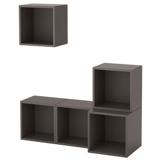 EKET - Wall-mounted cabinet combination, dark grey, 105x35x120 cm - best price from Maltashopper.com 89189098