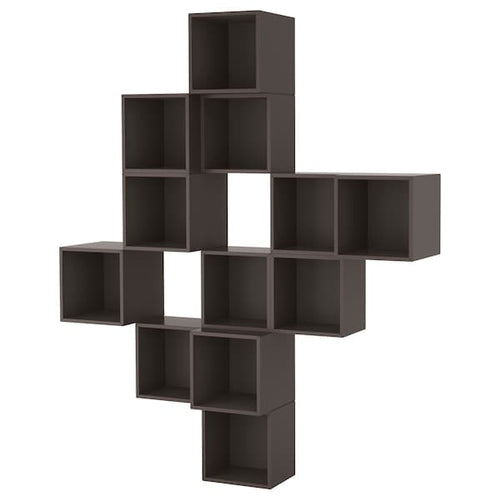 EKET - Wall-mounted cabinet combination, dark grey, 175x35x210 cm