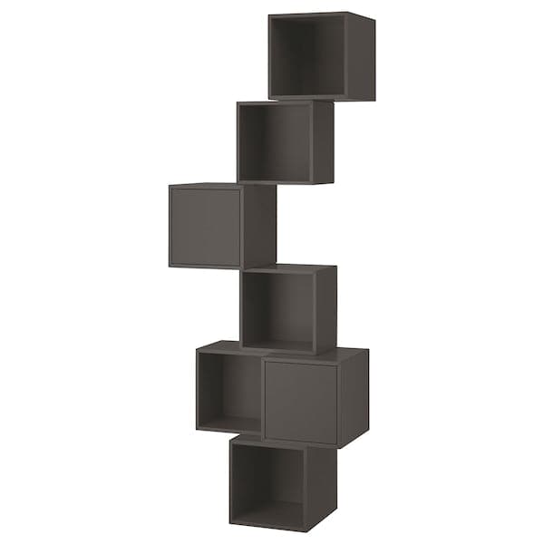 EKET - Wall-mounted cabinet combination, dark grey, 80x35x210 cm - best price from Maltashopper.com 59189127