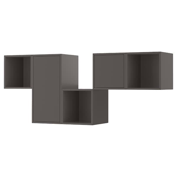 EKET - Wall-mounted cabinet combination, dark grey, 175x35x70 cm - best price from Maltashopper.com 39286394