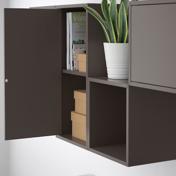 Ikea EKET - Wall-mounted cabinet combination, dark grey, 175x35x70 cm