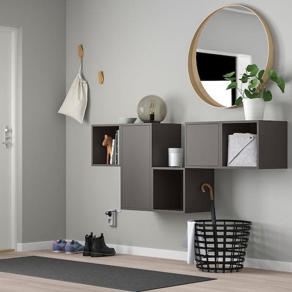 Ikea EKET - Wall-mounted cabinet combination, dark grey, 175x35x70 cm