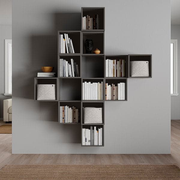 EKET - Wall-mounted cabinet combination, dark grey, 175x35x210 cm - best price from Maltashopper.com 79189150