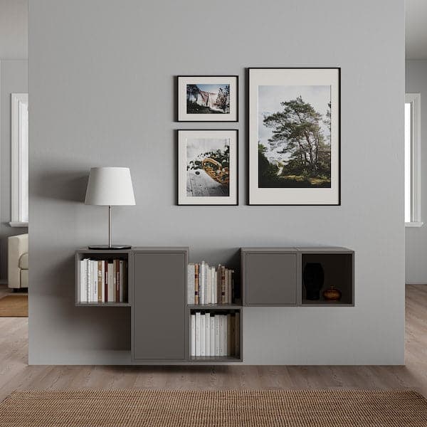 EKET - Wall-mounted cabinet combination, dark grey, 175x35x70 cm - best price from Maltashopper.com 39286394