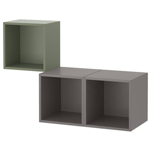 EKET - Wall-mounted cabinet combination, grey-green/dark grey, 105x35x70 cm