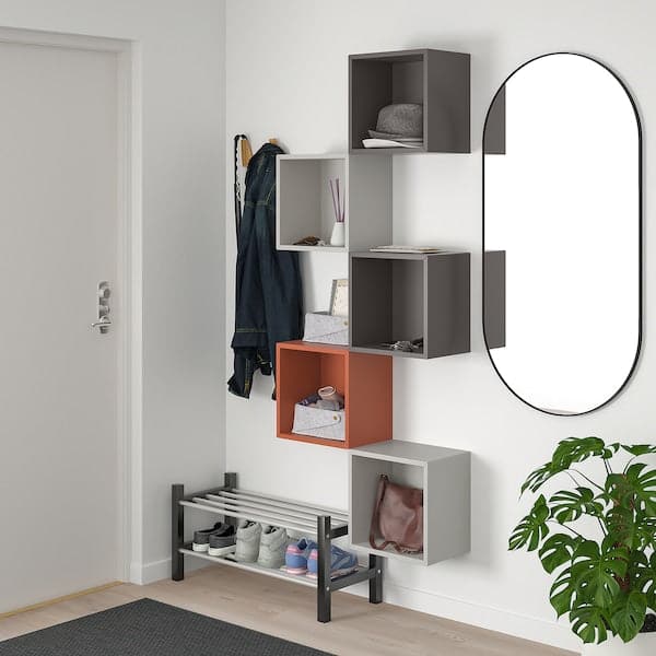 EKET - Wall-mounted storage combination, multicolour/red-brown