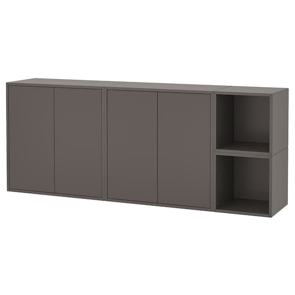 EKET - Wall-mounted cabinet combination, dark grey, 175x35x70 cm - best price from Maltashopper.com 19494266