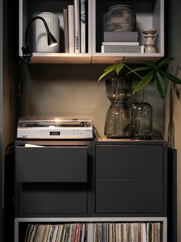 EKET - Wall cabinet with 2 drawers, dark grey, 35x35x35 cm - Premium Living Room Furniture Sets from Ikea - Just €90.99! Shop now at Maltashopper.com