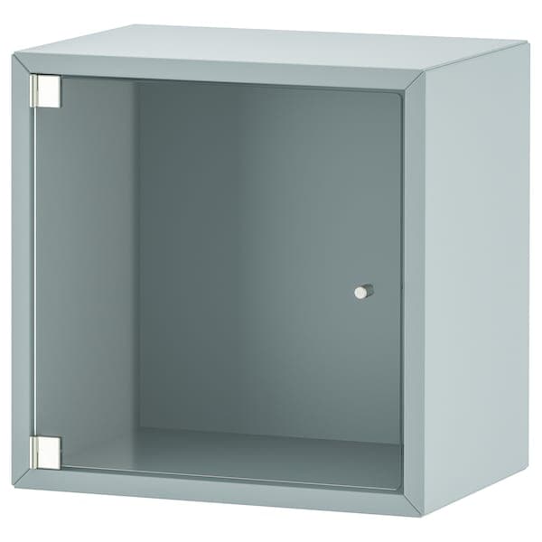 EKET - Wall cabinet with glass door, light grey-blue, 35x25x35 cm