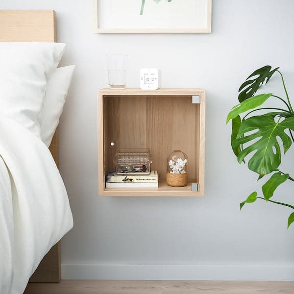 Ikea EKET - Wall cabinet with glass door, white stained oak effect, 35x25x35 cm