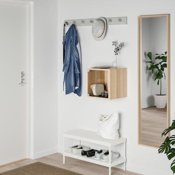 EKET - Wall cabinet with glass door, white stained oak effect, 35x35x35 cm