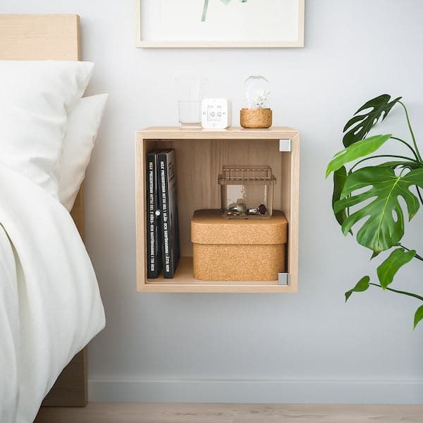 EKET - Wall cabinet with glass door, white stained oak effect, 35x35x35 cm - best price from Maltashopper.com 19336371