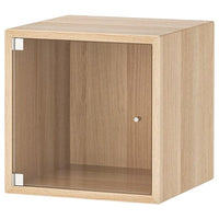EKET - Wall cabinet with glass door, white stained oak effect, 35x35x35 cm - best price from Maltashopper.com 19336371