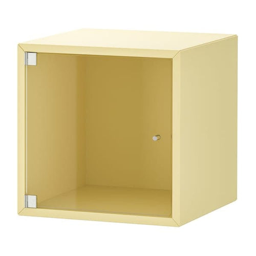 EKET - Wall cabinet with glass door, pale yellow, 35x35x35 cm