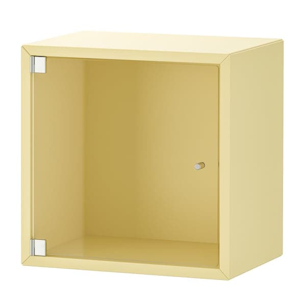 EKET - Wall cabinet with glass door, pale yellow, 35x25x35 cm - best price from Maltashopper.com 09533013