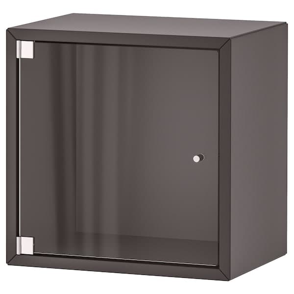 EKET - Wall cabinet with glass door, dark grey, 35x25x35 cm