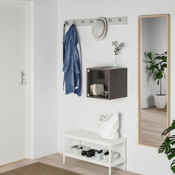 EKET - Wall cabinet with glass door, dark grey, 35x35x35 cm