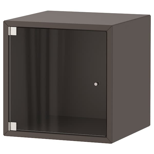 EKET - Wall cabinet with glass door, dark grey, 35x35x35 cm - best price from Maltashopper.com 69336359