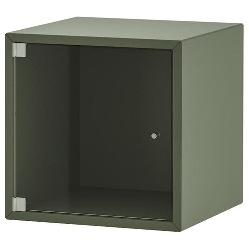 EKET - Wall cabinet with glass door, grey-green, 35x35x35 cm
