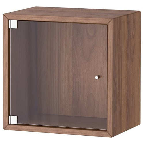 EKET - Wall cabinet with glass door, brown walnut effect, 35x25x35 cm