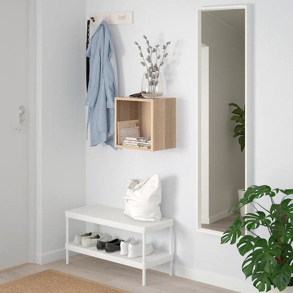 EKET - Wall-mounted shelving unit, white stained oak effect, 35x25x35 cm - best price from Maltashopper.com 29286257