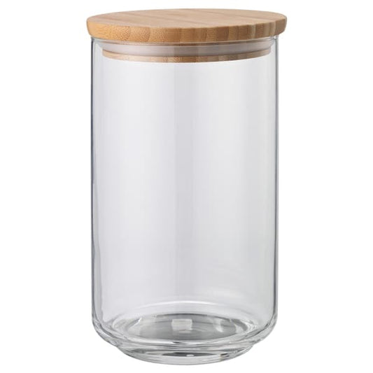 Ikea EKLATANT Container with lid - transparent glass/bamboo 1.8 l , 1.8 l