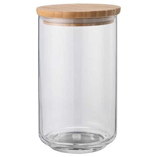 EKLATANT Container with lid - transparent glass/bamboo 1.8 l , 1.8 l