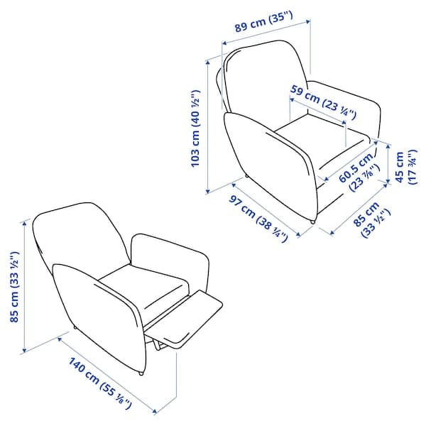 EKOLSUND - Recliner armchair, Gunnared dark grey , - best price from Maltashopper.com 09297186