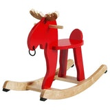 EKORRE rocking-moose, red/rubberwood, 73x29 cm