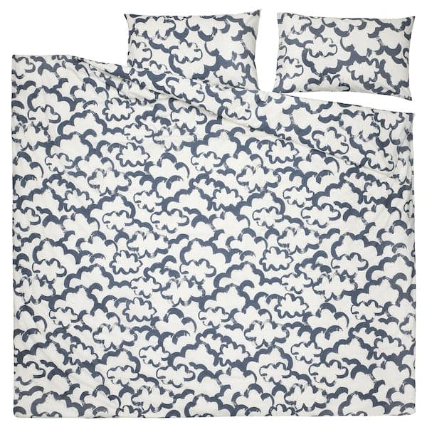 EKPURPURMAL - Duvet cover and 2 pillowcases, white blue/cloud, 240x220/50x80 cm - best price from Maltashopper.com 00546996
