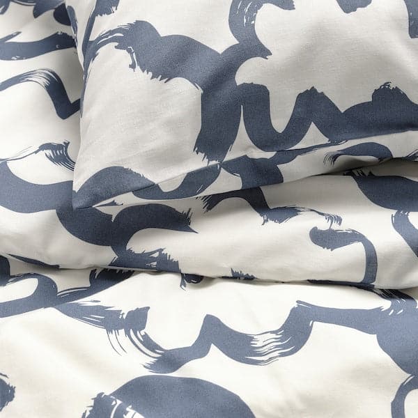 Ikea EKPURPURMAL - Duvet cover and 2 pillowcases, white blue/cloud, 240x220/50x80 cm