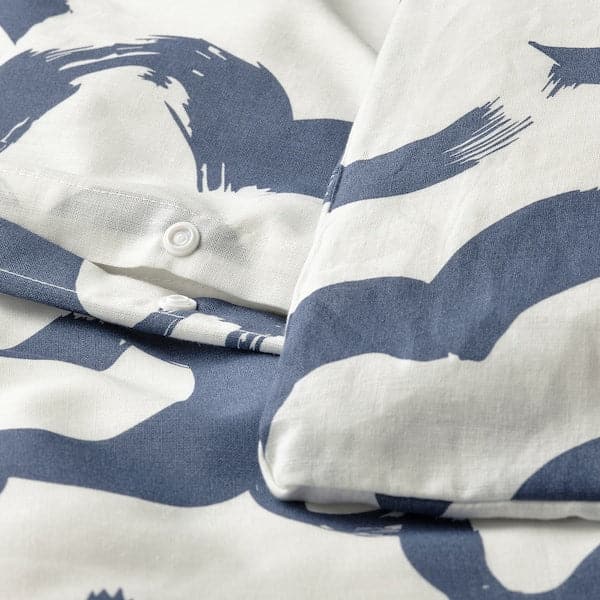 Ikea EKPURPURMAL - Duvet cover and 2 pillowcases, white blue/cloud, 240x220/50x80 cm