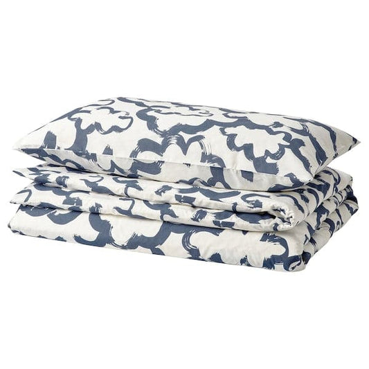 Ikea EKPURPURMAL - Duvet cover and pillowcase, white blue/cloud, 150x200/50x80 cm