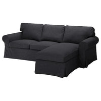 EKTORP 3-seat sofa, with chaise longue/Hillared anthracite, 252x88x88 cm