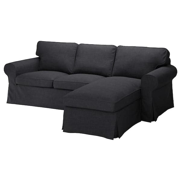 EKTORP - 3-seater sofa with chaise-longue/Hillared anthracite ,