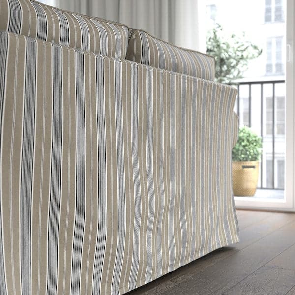 EKTORP - 3-seater sofa with chaise-longue, Karlshov beige/multicolour , - best price from Maltashopper.com 69509034