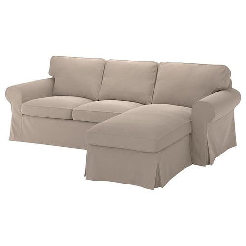 EKTORP - 3-seater sofa with chaise-longue/Tallmyra beige ,