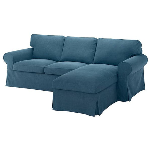 EKTORP - 3-seater sofa with chaise-longue/Tallmyra blue ,