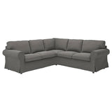 EKTORP corner sofa, 4-seat, Hakebo dark grey, 243x88x88 cm
