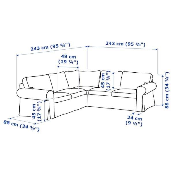 Ikea EKTORP - 4-seater corner sofa, Hakebo grey-green ,
