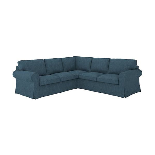 EKTORP - 4-seater corner sofa, Hillared dark blue ,
