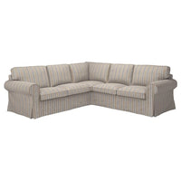 EKTORP corner sofa, 4-seat, Karlshov beige/multicolour, 243x88x88 cm