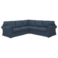 EKTORP corner sofa, 4-seat, Kilanda dark blue, 243x88x88 cm