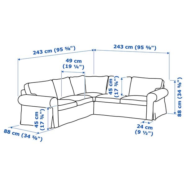 Ikea EKTORP - 4 seater corner sofa, Tallmyra smoke grey ,