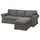 EKTORP cover f 3-seat sofa w chaise longue, Hakebo dark grey