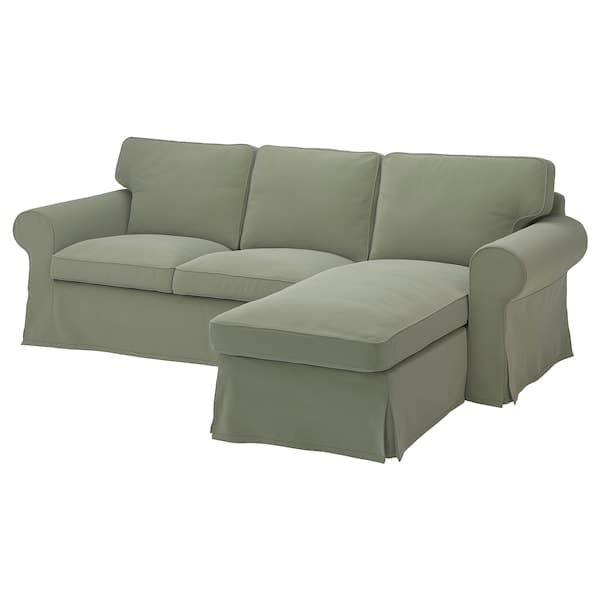 EKTORP - 3-seater sofa/chaise-longue cover, Hakebo grey-green , - best price from Maltashopper.com 10565786